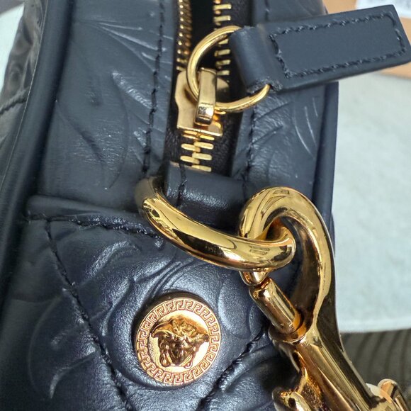 Versace Embossed Blue Calf Leather Shoulder Crossbody Messenger Bag, 1002885 - Picture 6 of 16